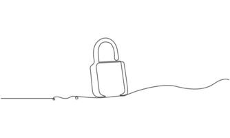 Continuous Single line drawing of an unlocked padlock vector