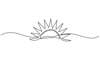 Continuous line drawing of a sunrise over water vector