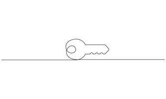 Simple Continuous One Line Drawing of a Key vector