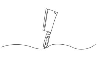 Continuous Single Line Drawing of a Butcher Knife vector