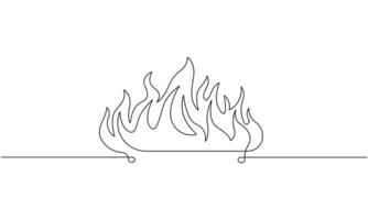 Continuous Single Line Art of a Flaming Fire vector