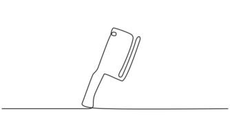 Continuous One line drawing of a butcher knife vector