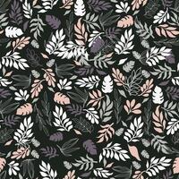 seamless pattern hand drawn abstract leaves vector