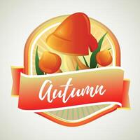 autumn badge with mushrooms vector
