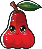 gradient smiling rose apple cartoon sticker vector