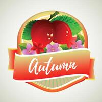 autumn badge with cranberry vector
