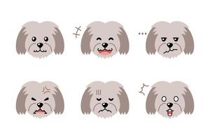 Set of cute character cute maltese dog faces showing different emotions vector