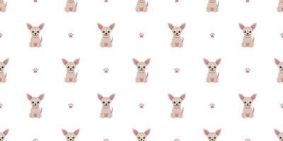 Cartoon character cute chihuahua dog seamless pattern background for design. vector