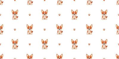 Cartoon character cute corgi dog seamless pattern background for design. vector