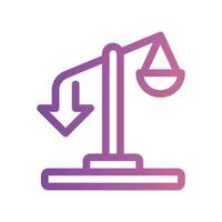 A simple icon for the theme, scales of justice with a downward arrow vector