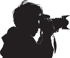 Silhouette of a photographer taking a picture vector
