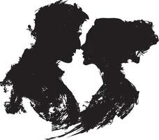 Romantic couple silhouette in artistic brush strokes Description Copy Edit vector