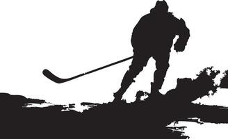 Hockey player silhouette skating on ice vector