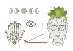 Set of Buddhist elements for design, printing, posters and banners. vector