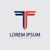 letter T logo image and font T design with wing graphic vector