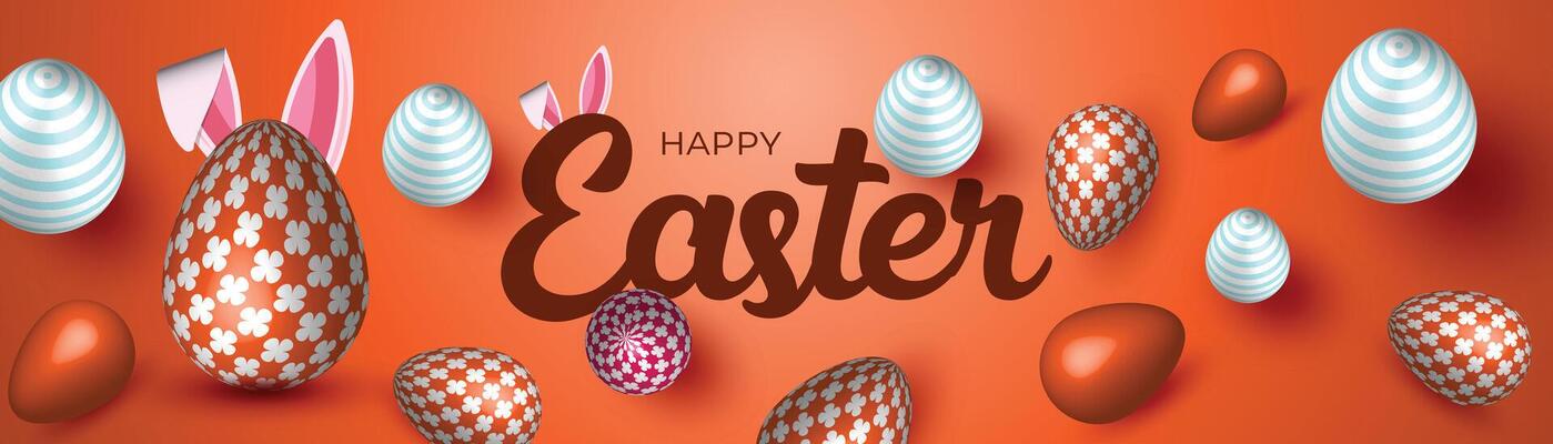 vibrant easter background with golden and white eggs on warm orange gradient, festive holiday decoration design