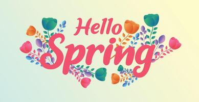 Fresh and colorful floral spring background with hand drawn botanical elements, elegant typography, and a cheerful design for seasonal greeting cards vector