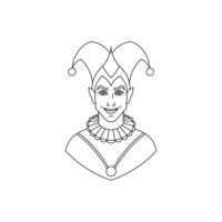 Line art style jester icon on white background. vector