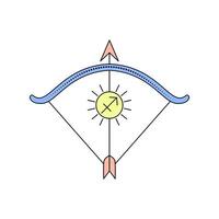 Sagittarius zodiac sign in line art style on white background. vector