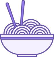 Colored Noodles Icon. Drawing. Spaghetti in Plate, Chopsticks. Meal Concept vector