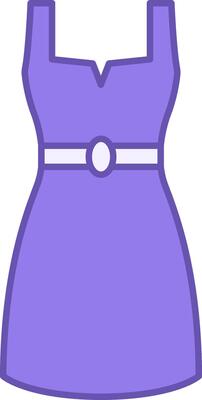 Colored Dress Icon. Drawing. Female Wardrobe Item. Short Dress with Belt. Fashion and Clothing Concept