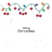 Cherry , Merry Christmas with colorful light bulbs vertical banner design element vector