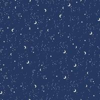 Stars and moon night navy background seamless pattern vector