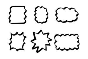 Set of hand drawn doodle style text frames. Text box. vector