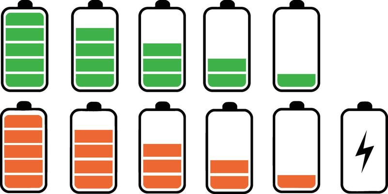 battery charging icon set illustration