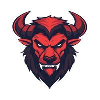 The head of a red bull with horns vector