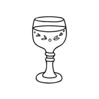 Elegant Wine Roman Glass with decorative leaf patterns. Simple, minimalistic style illustration in Doodle style. Perfect for coloring books, design projects, or educational materials vector