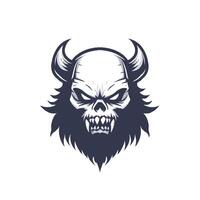 The head of a demon with horns and fangs vector