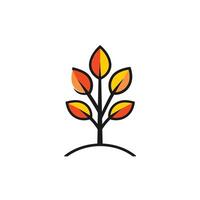 A tree with leaves on it is shown in a simple line style vector