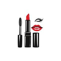 Lipstick and mascara on a white background vector