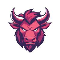 An angry bull head with horns on a white background vector