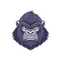 An angry gorilla head on a white background vector
