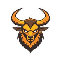 An angry bull head with horns on it vector