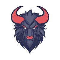 The head of a bison with horns vector