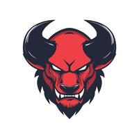 A red bull head with horns on it vector