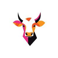 A cow head with colorful horns on a white background vector