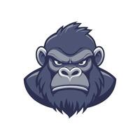 An angry gorilla head with a beard vector
