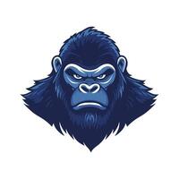 An angry gorilla head with a blue background vector