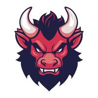 A red bull head with horns and a red face vector