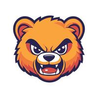 An angry bear head with fangs and an angry expression vector