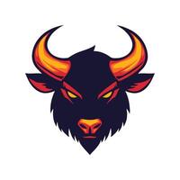 An angry bull head with horns on a white background vector