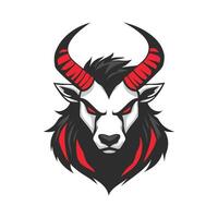 The head of a goat with horns and red eyes vector