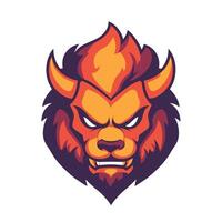 A lion head with orange and yellow fur vector