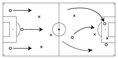 Soccer field with tactics on white background vector