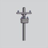 Pixel art illustration Power Pole. Pixelated Power Line. Electric Power Pole Line Icon pixelated for the pixel art game and icon for website and game. vector