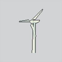 Pixel art illustration Wind Turbine. Pixelated Wind Electric Generator. Wind Turbines Electric Generator Icon pixelated for the pixel art game and icon for website and game. vector